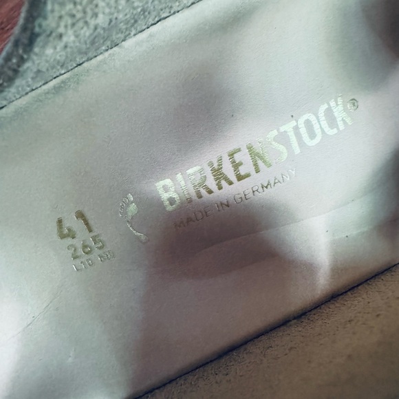 Birkenstock Uji Nubuck shine Leather straps slide sandals in new beige 10-10.5 - Picture 12 of 14